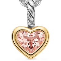 Mini Heart Amulet Sterling Silver with 14K Yellow Gold and Morganite, 7.2mm
