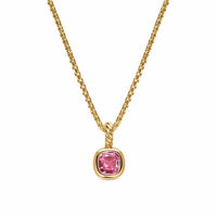 Mini Cushion Cut Amulet 18K Yellow Gold with Pink Tourmaline, 5.5mm