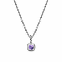 Mini Cushion Cut Amulet Sterling Silver with 14K Yellow Gold and Amethyst, 5.5mm