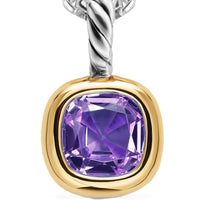 Mini Cushion Cut Amulet Sterling Silver with 14K Yellow Gold and Amethyst, 5.5mm