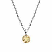 Mini Cushion Cut Amulet Sterling Silver with 14K Yellow Gold and Champagne Citrine, 5.5mm