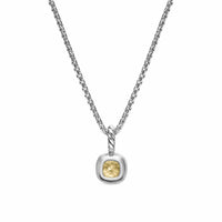 Mini Cushion Cut Amulet Sterling Silver with 14K Yellow Gold and Champagne Citrine, 5.5mm