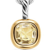 Mini Cushion Cut Amulet Sterling Silver with 14K Yellow Gold and Champagne Citrine, 5.5mm