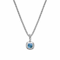 Mini Cushion Cut Amulet Sterling Silver with 14K Yellow Gold and Hampton Blue Topaz, 5.5mm