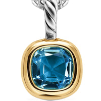 Mini Cushion Cut Amulet Sterling Silver with 14K Yellow Gold and Hampton Blue Topaz, 5.5mm