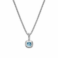 Mini Cushion Cut Amulet Sterling Silver with 14K Yellow Gold and Sky Blue Topaz, 5.5mm