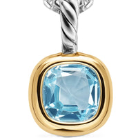 Mini Cushion Cut Amulet Sterling Silver with 14K Yellow Gold and Sky Blue Topaz, 5.5mm