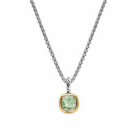 Mini Cushion Cut Amulet Sterling Silver with 14K Yellow Gold and Prasiolite, 5.5mm
