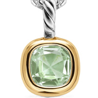 Mini Cushion Cut Amulet Sterling Silver with 14K Yellow Gold and Prasiolite, 5.5mm