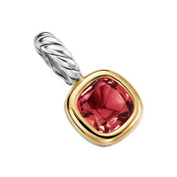 Mini Cushion Cut Amulet Sterling Silver with 14K Yellow Gold and Rhodolite Garnet, 5.5mm