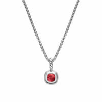 Mini Cushion Cut Amulet Sterling Silver with 14K Yellow Gold and Rhodolite Garnet, 5.5mm