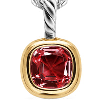 Mini Cushion Cut Amulet Sterling Silver with 14K Yellow Gold and Rhodolite Garnet, 5.5mm