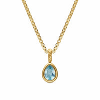 Mini Pear Cut Amulet 18K Yellow Gold with Sky Blue Topaz, 11mm