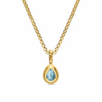 Mini Pear Cut Amulet 18K Yellow Gold with Sky Blue Topaz, 11mm