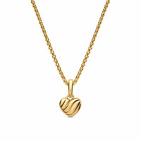 Petite Puffy Cable Heart Amulet 18K Yellow Gold, 7.4mm