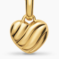 Petite Puffy Cable Heart Amulet 18K Yellow Gold, 7.4mm
