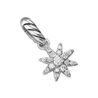 Petite Starburst Amulet Sterling Silver with Full Pavé Diamonds, 10mm