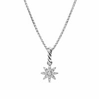 Petite Starburst Amulet Sterling Silver with Full Pavé Diamonds, 10mm