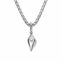 Petite Pavé Shell Amulet Sterling Silver with Diamonds, 15mm