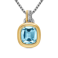 DY Mercer® Color Amulet Sterling Silver with 18K Yellow Gold, Sky Blue Topaz and Diamonds, 13mm