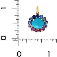 Julia Chafe 14K Yellow Gold Oval Sleeping Beauty Turquoise and Rainbow Colored Sapphire Twilight Charm
