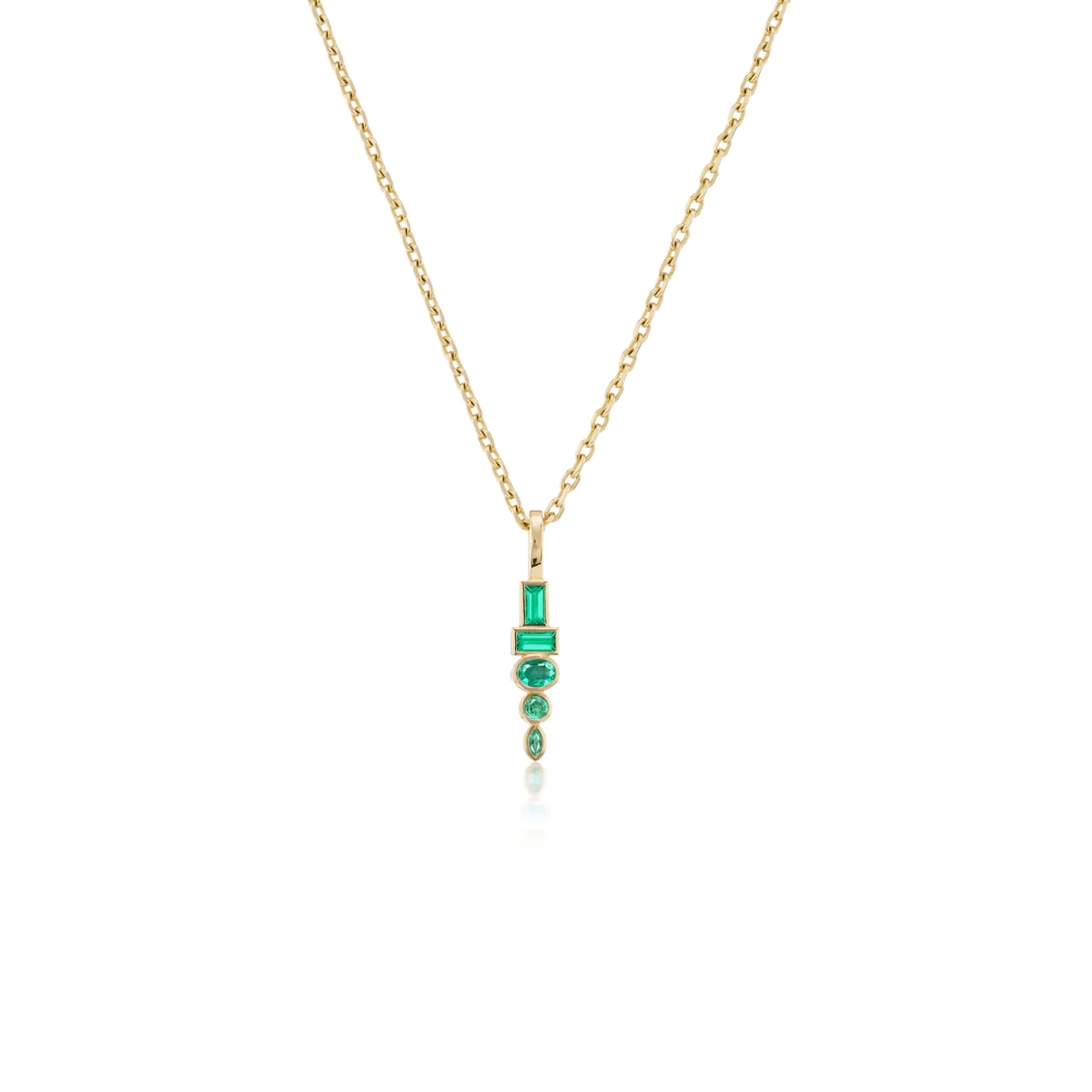 18K Yellow Emerald Totem Pendant