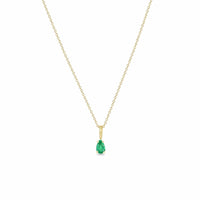 Zoe Chicco 14K Yellow Gold Pear Shaped Emerald Pendant Necklace