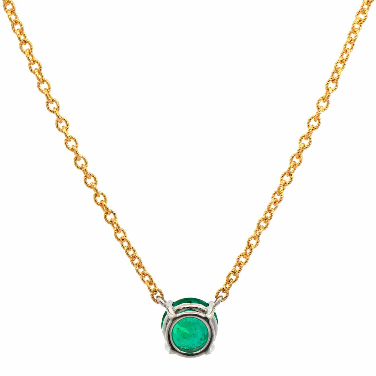 18K Yellow Gold & Platinum Emerald Necklace