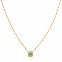 18K Yellow Gold Emerald Pendant Necklace