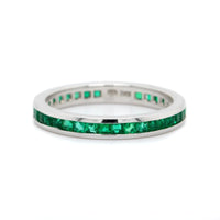 18K White Gold Channel Set Emerald Eternity Band