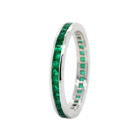 18K White Gold Channel Set Emerald Eternity Band