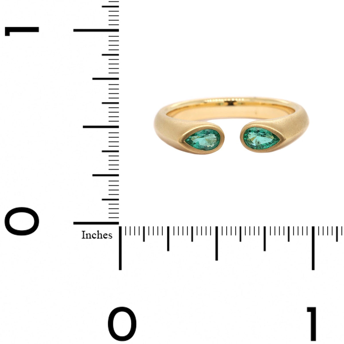 18K Yellow Gold Pear Shaped Emerald Huggie Ring