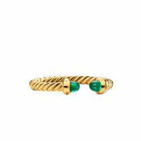 Micro Cablespira® Flex Open Ring 18K Yellow Gold with Emeralds, 2.5mm