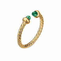 Micro Cablespira® Flex Open Ring 18K Yellow Gold with Emeralds, 2.5mm