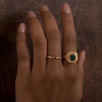 Azlee 18K Yellow Gold Square Emerald Staircase Ring