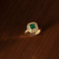 Azlee 18K Yellow Gold Square Emerald Staircase Ring