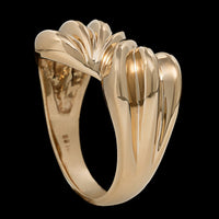 14K Yellow Gold Estate Ribbed Dome Ring