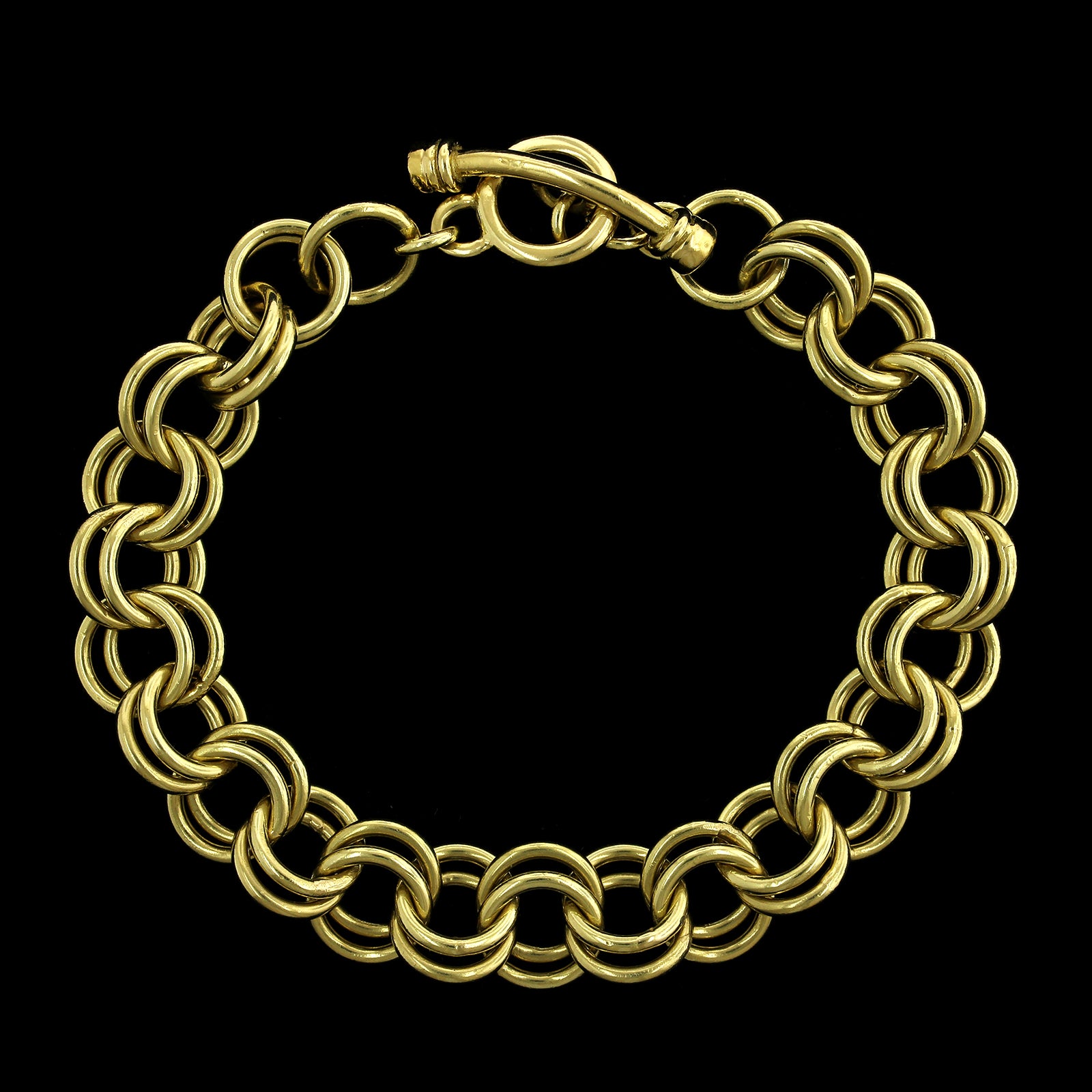 18K Yellow Gold Estate Toggle Charm Bracelet