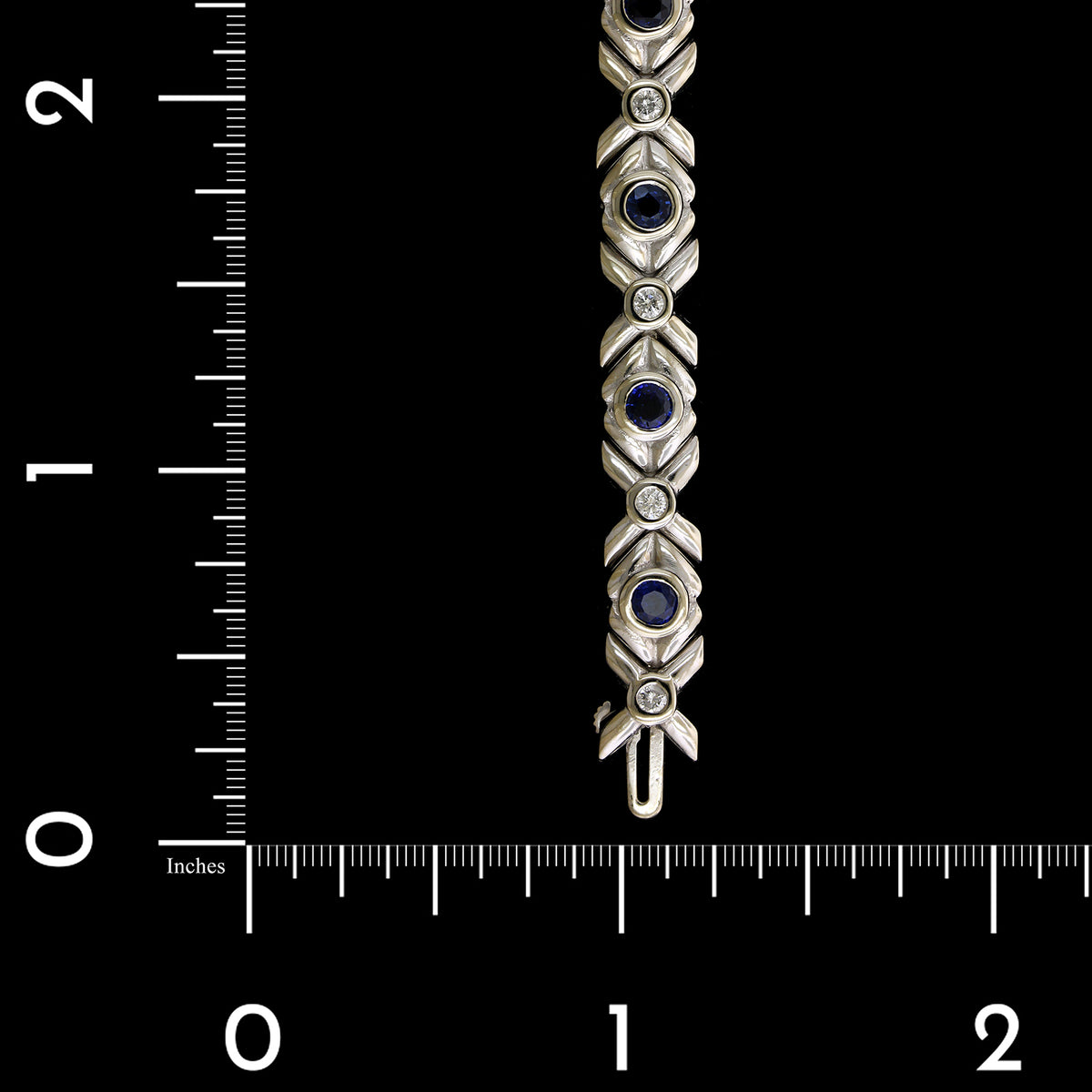 14K White Gold Estate Diamond and Sapphire Bracelet