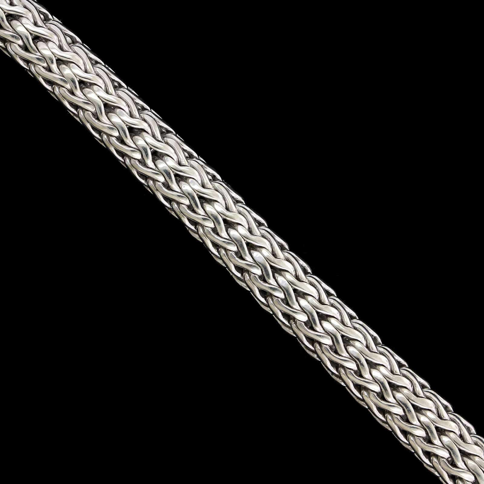 John Hardy Sterling Silver Estate Diamond Pave Classic Chain Bracelet