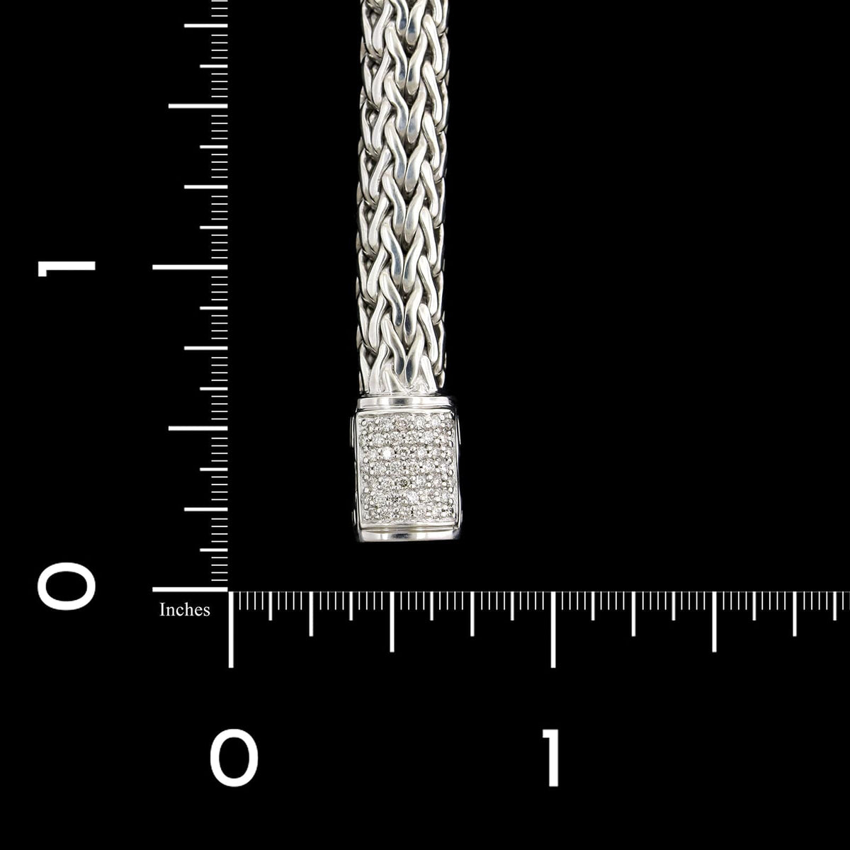 John Hardy Sterling Silver Estate Diamond Pave Classic Chain Bracelet