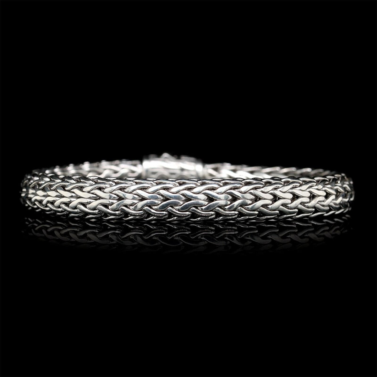 John Hardy Sterling Silver Estate Diamond Pave Classic Chain Bracelet
