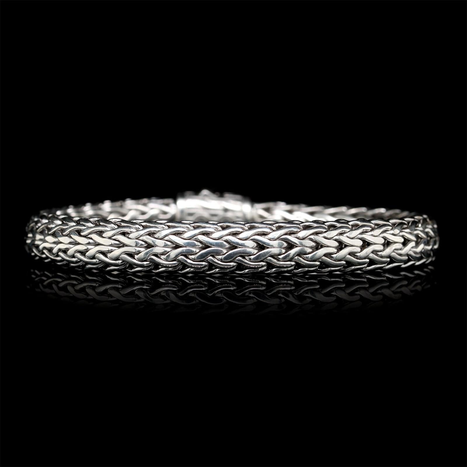 John Hardy Sterling Silver Estate Diamond Pave Classic Chain Bracelet