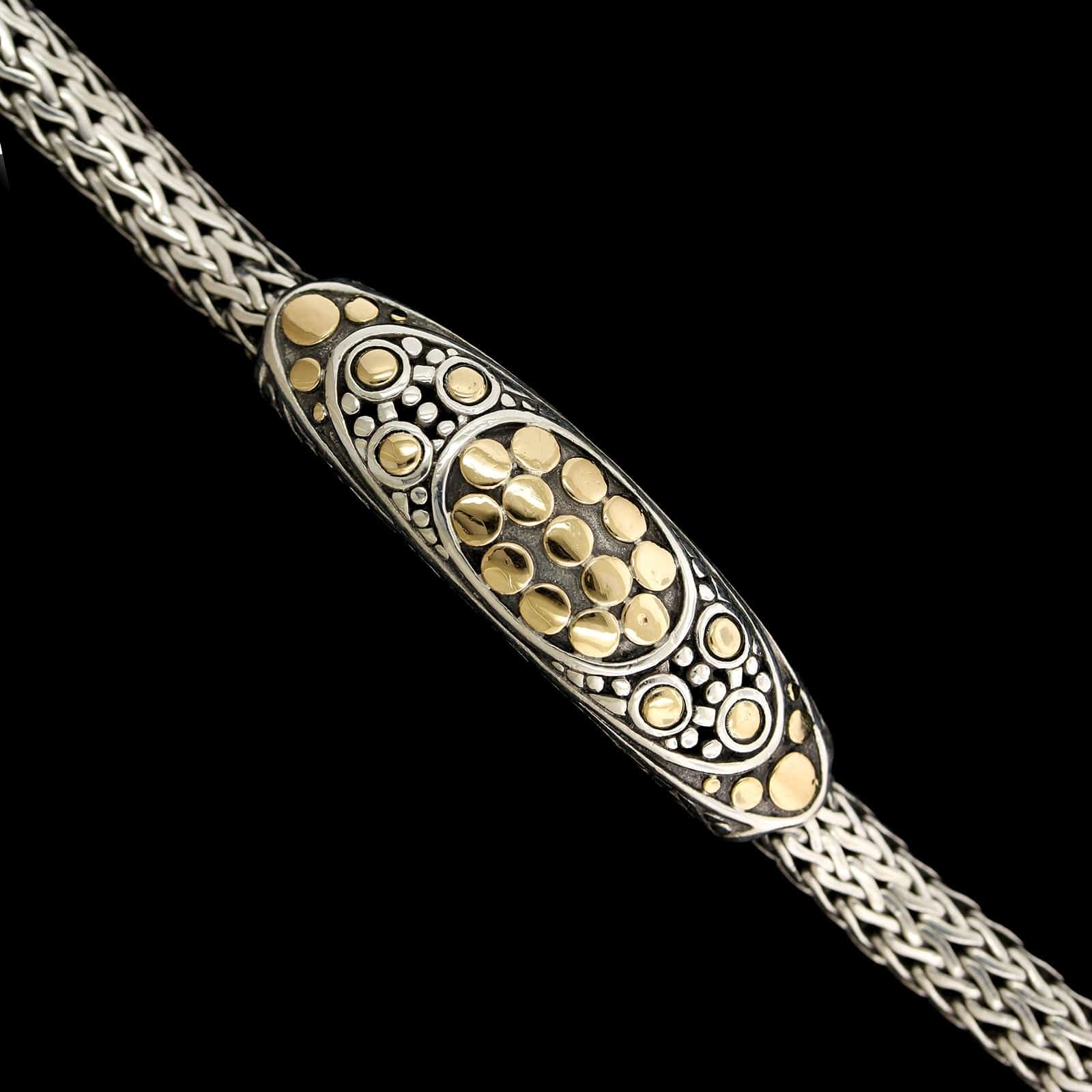 John Hardy Stering Silver 18K Yellow Gold Estate Dot Station Bracelet