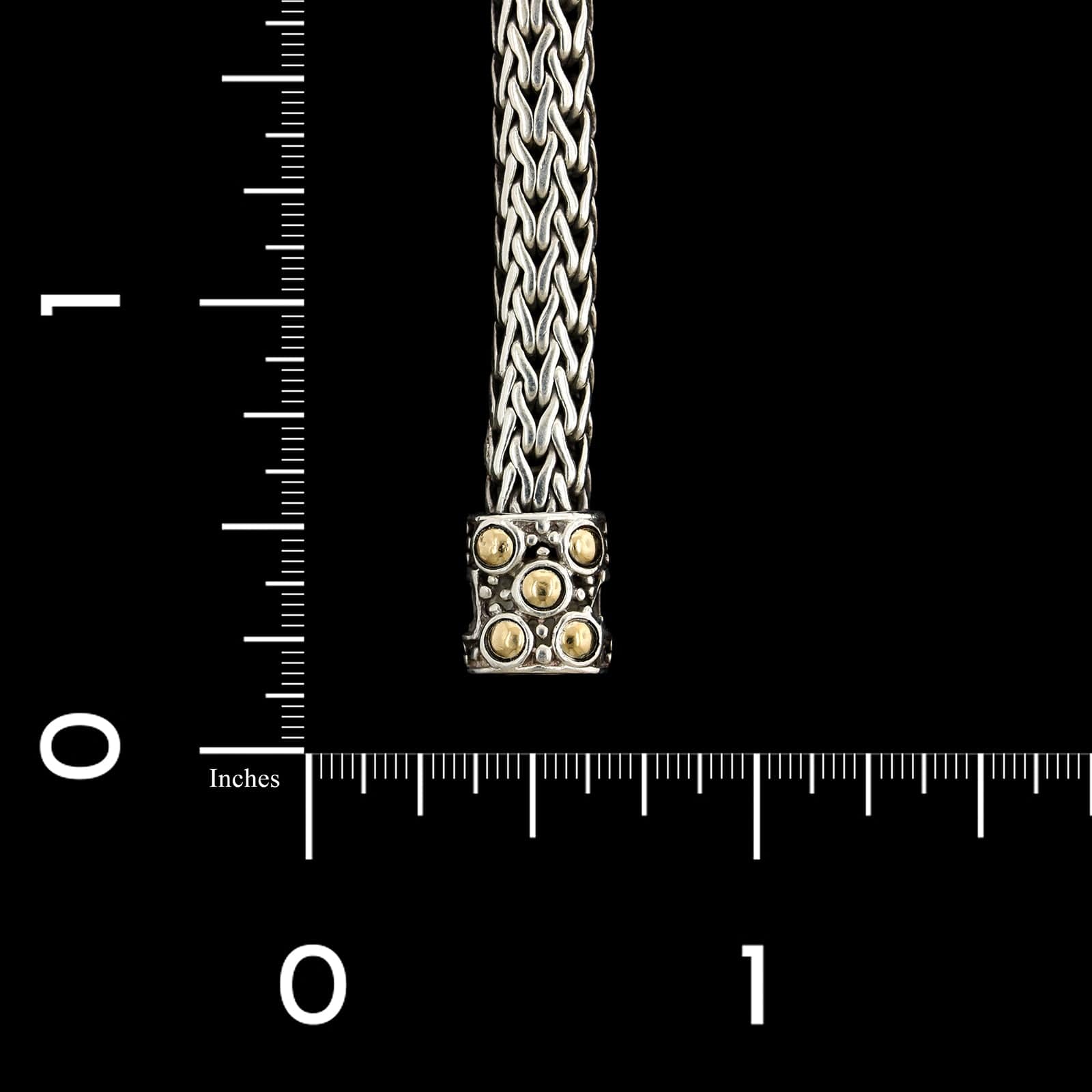 John Hardy Stering Silver 18K Yellow Gold Estate Dot Station Bracelet