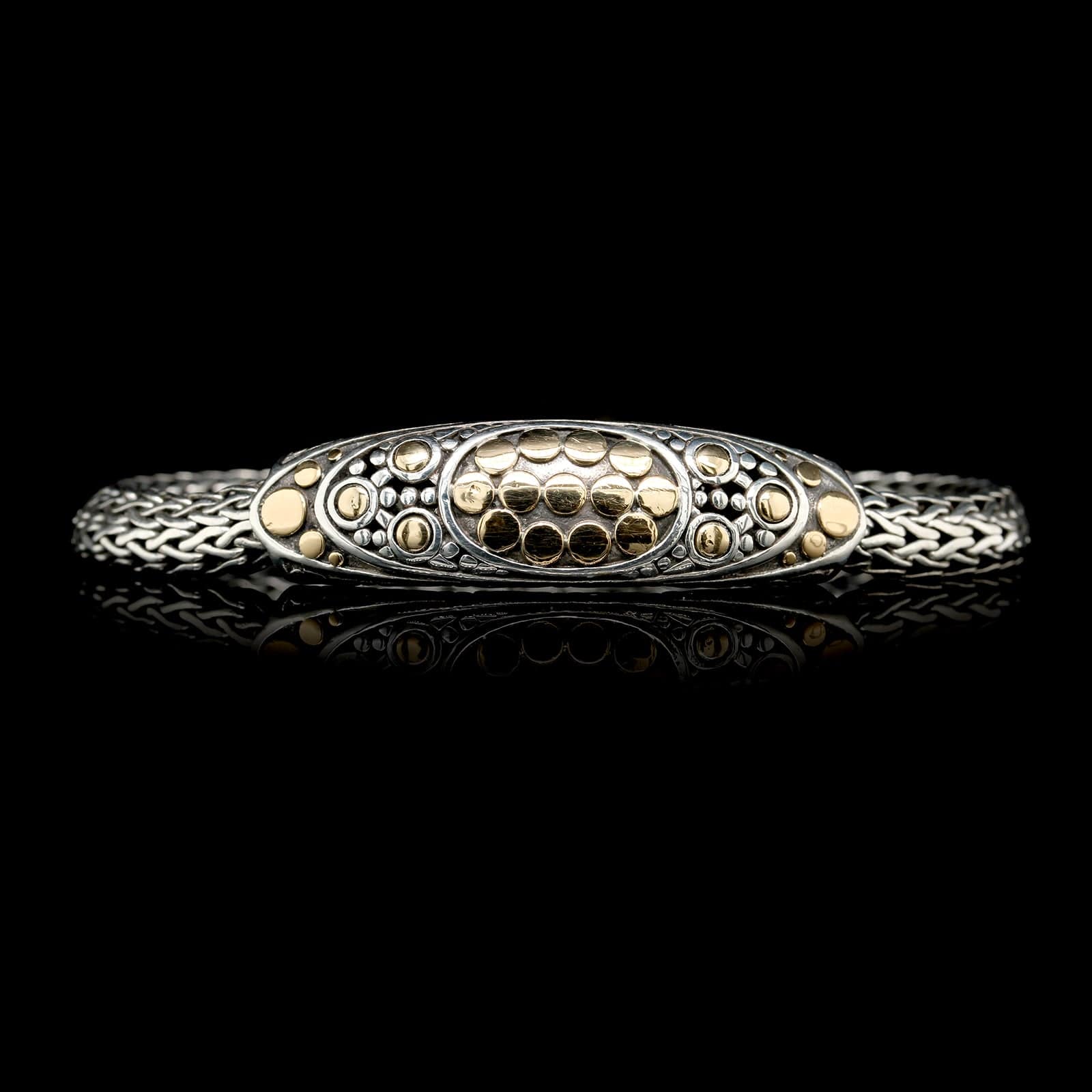 John Hardy Stering Silver 18K Yellow Gold Estate Dot Station Bracelet