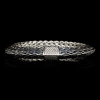 John Hardy Sterling Silver Estate Diamond Clasp Classic Collection Knife Edge Bracelet