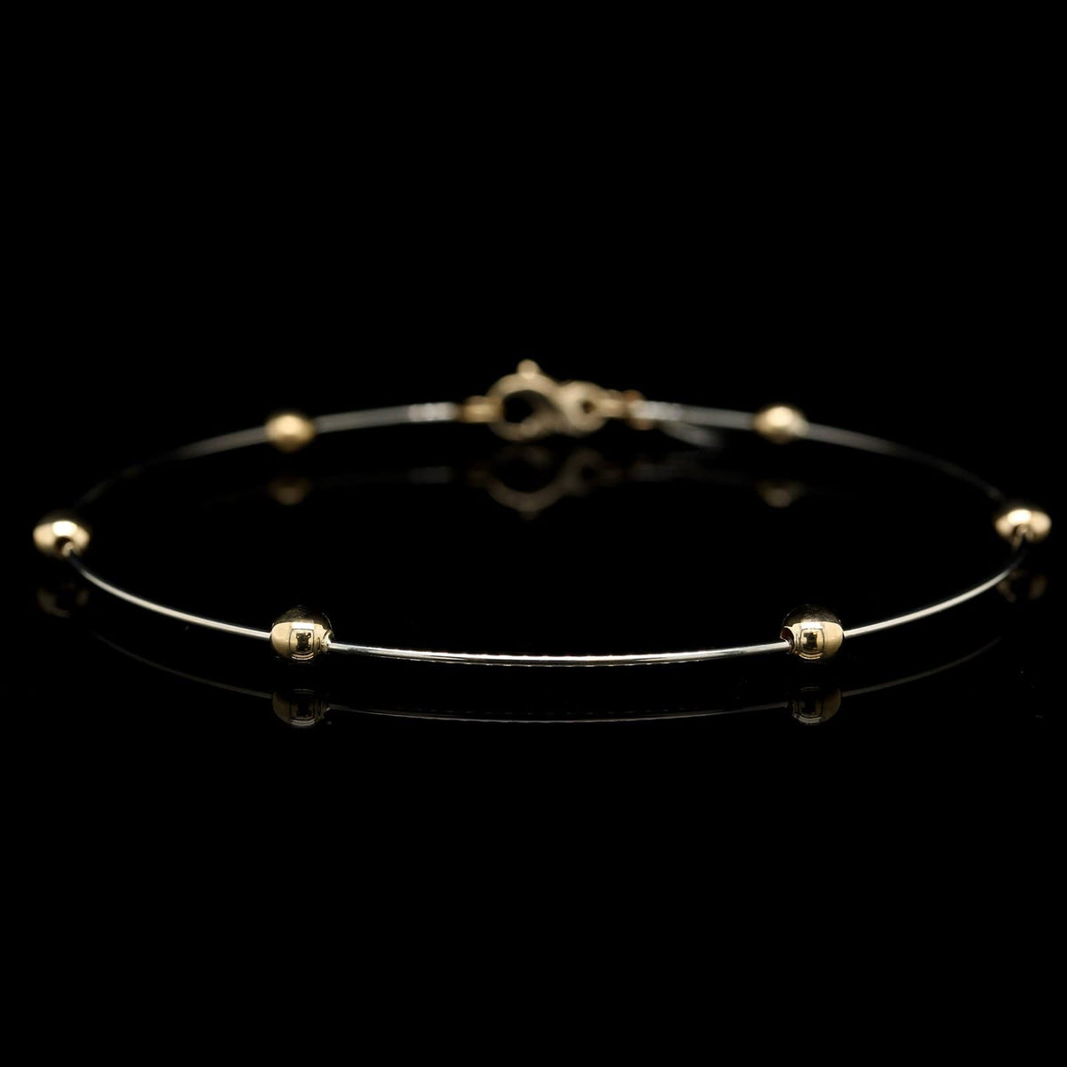 18K Two-tone Gold Estate Bead Bracelet