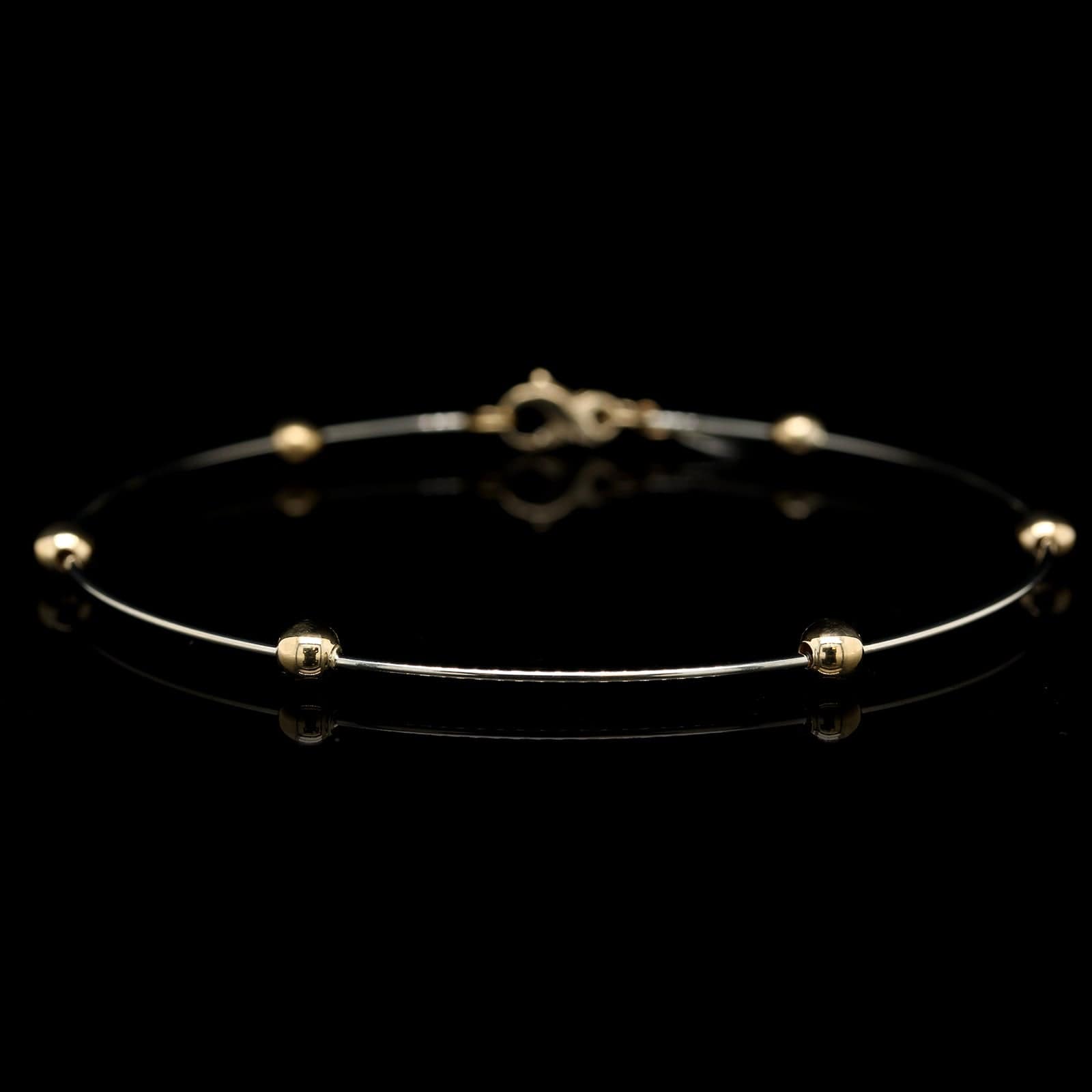 18K Two-tone Gold Estate Bead Bracelet
