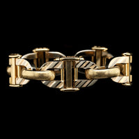 18K Two-tone Gold Estate Fancy Textured Link Bracelet